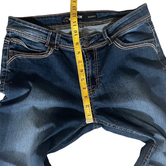 Jordache Blue Skinny Jeans, Mid-Rise, Rhinestones, Embroidered, Pockets - Picture 8 of 10